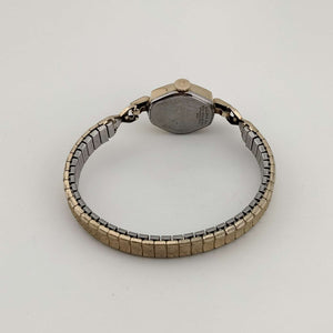 I Like Mikes Mid Century Modern Watches Bulova Petite Gold Tone Watch, Unique Polygonal Oval Dial, Stretch Strap