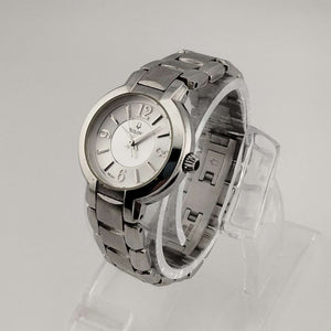 I Like Mikes Mid Century Modern Watches Bulova Petite Silver Tone Watch, Circular Dial, Bracelet Strap