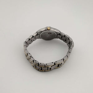 I Like Mikes Mid Century Modern Watches Bulova Petite Watch, Silver Tone, Circular Blue Dial, Date Window, Gold Tone Accents, Bracelet Strap