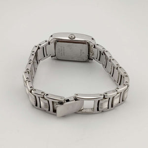 I Like Mikes Mid Century Modern Watches Bulova Petite Women's Watch, Silver Tone, White Rectangular Dial, Bracelet Strap