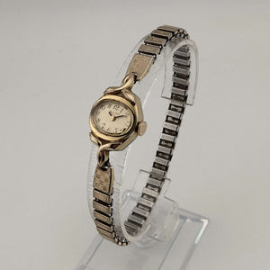 I Like Mikes Mid Century Modern Watches Bulova Quartz Petite Gold Tone Watch, Oval Dial, Stretch Strap