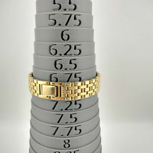 I Like Mikes Mid Century Modern Watches Bulova Quartz Petite Gold Tone Watch, Rectangular Dial, Bracelet Strap