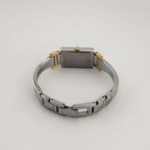 I Like Mikes Mid Century Modern Watches Bulova Silver Tone Woman's Watch, Gold Tone Accents, Rectangular Mother of Pearl Dial, Mixed Metals