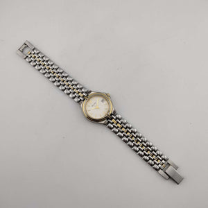 I Like Mikes Mid Century Modern Watches Bulova Unisex Silver Tone Watch, Gold Tone Details, Circular Dial, Date Window, Bracelet Strap