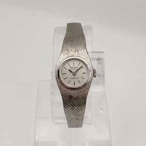 I Like Mikes Mid Century Modern Watches Bulova Women's Accutron Quartz Watch, Silver Tone, Circle Dial, Bracelet Strap