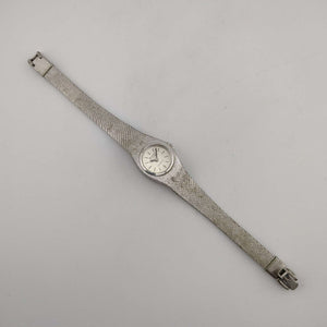 I Like Mikes Mid Century Modern Watches Bulova Women's Accutron Quartz Watch, Silver Tone, Circle Dial, Bracelet Strap
