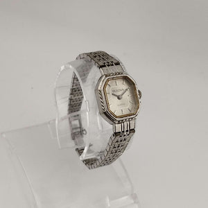 I Like Mikes Mid Century Modern Watches Bulova Women's Silver Tone Quartz Watch, Octagonal Dial, Bracelet Strap