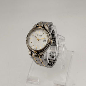 I Like Mikes Mid Century Modern Watches Bulova Women's Silver Tone Watch, Gold Tone Accents, Round Dial, Date Window, Bracelet Strap