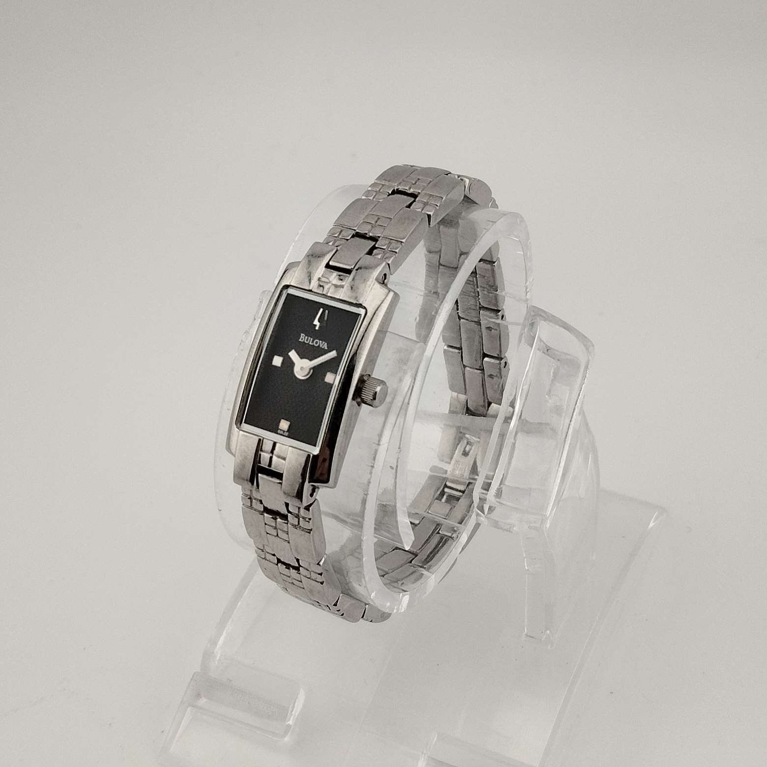 Bulova vintage Women\'s Black Dial Silver-Tone Bangle Watch 546-01416.jpg main image 2