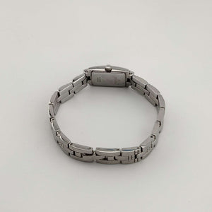 I Like Mikes Mid Century Modern Watches Bulova Women's Watch, Silver Tone, Black Rectangular Dial, Bracelet Strap