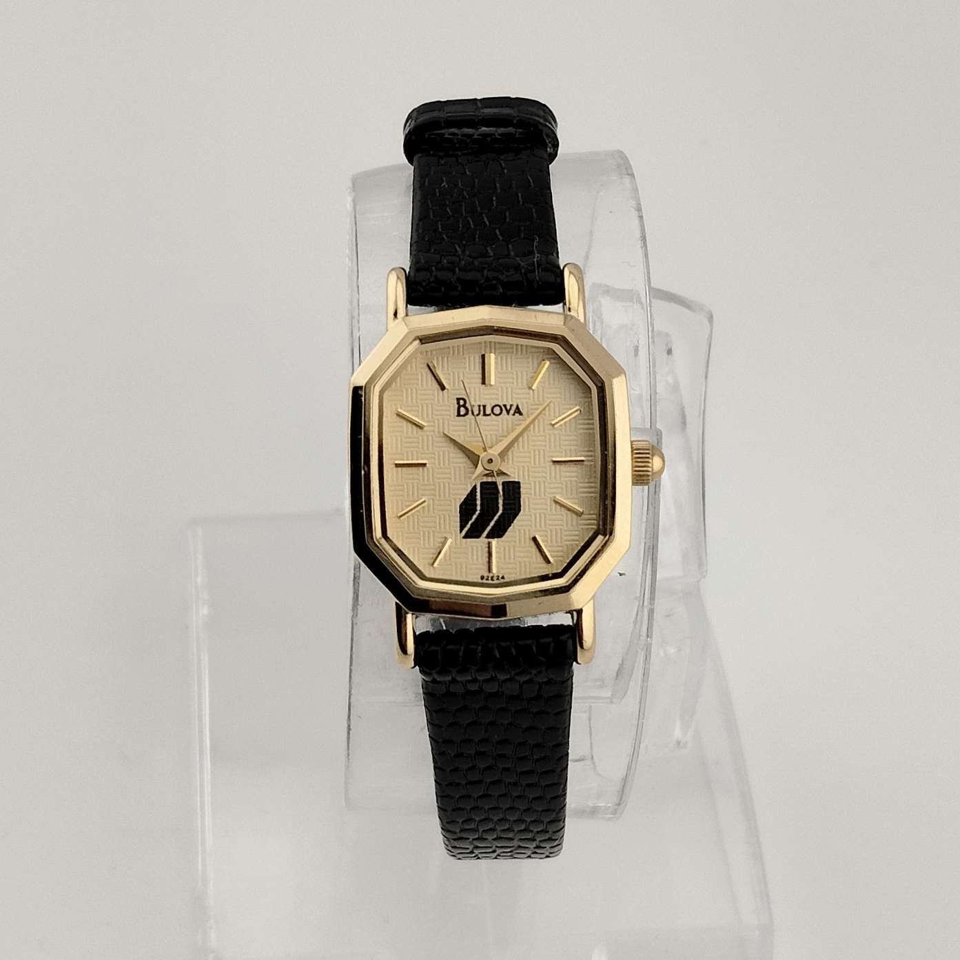 Bulova Women's Watch, Unique Gold Tone Decagon Dial, Genuine Black