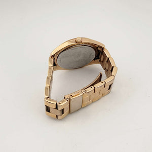 I Like Mikes Mid Century Modern Watches Caravelle by Bulova Men's Large Gold Tone Watch, White Round Dial, Bracelet Strap