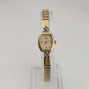 I Like Mikes Mid Century Modern Watches Caravelle by Bulova Quartz Petite Gold Tone Watch, Oval Dial, Stretch Strap