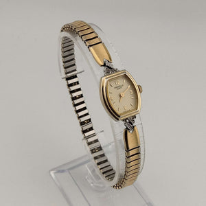I Like Mikes Mid Century Modern Watches Caravelle by Bulova Quartz Petite Gold Tone Watch, Oval Dial, Stretch Strap