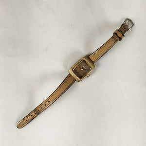 I Like Mikes Mid Century Modern Watches Caravelle by Bulova Watch, Textured Bezel Light Tan Leather Strap