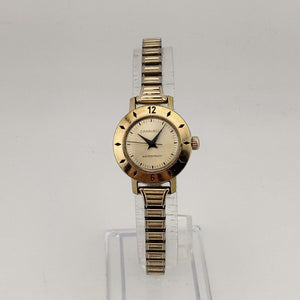 I Like Mikes Mid Century Modern Watches Caravelle by Bulova Women's Gold Tone Automatic Watch, Bezel Detail, Round Dial, Stretch Strap