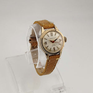 I Like Mikes Mid Century Modern Watches Caravelle by Bulova Women's Gold Tone Watch, Round Dial, Genuine Leather Yellow Strap