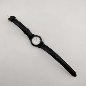 I Like Mikes Mid Century Modern Watches Casio Men's Quartz Watch, Round White Dial, Black Croco Grain Leather Strap