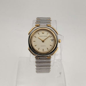 I Like Mikes Mid Century Modern Watches Charles Jourdan Women's Quartz Mixed Metal Tone Quartz Watch, Round Face, Date Window, Bracelet Strap