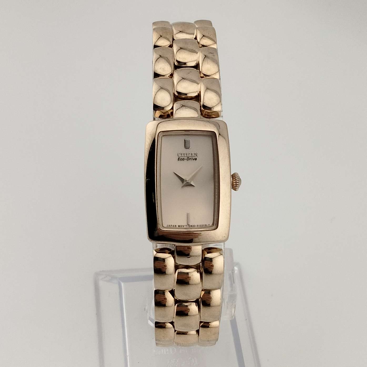 Citizen Eco-Drive Watch, Gold Tone, Rectangular Dial, Link Strap - I ...