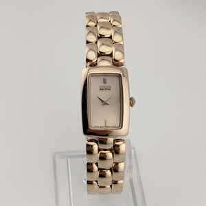 I Like Mikes Mid Century Modern Watches Citizen Eco-Drive Watch, Gold Tone, Rectangular Dial, Link Strap