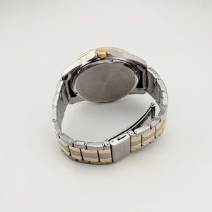 I Like Mikes Mid Century Modern Watches Citizen Large Men's Silver and Gold Tone Quartz Watch, Chronograph Feature, Bracelet Strap