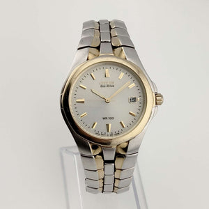 I Like Mikes Mid Century Modern Watches Citizen Men's "Eco Drive" Automatic Watch, Gold and Silver Tone Details, Bracelet Strap