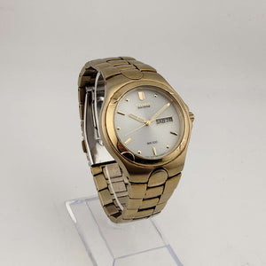 I Like Mikes Mid Century Modern Watches Citizen Men's Gold Tone Eco-Drive Watch, Date and Day Window, Bracelet Strap