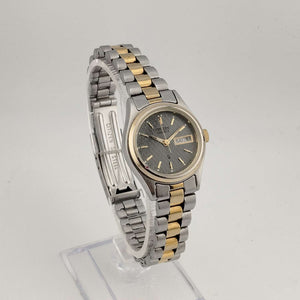 I Like Mikes Mid Century Modern Watches Citizen Men's Silver Tone Quartz Watch, Gold Tone Accents, Round Grey Dial, Date and Day Window, Bracelet Strap