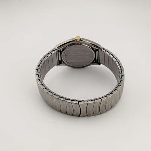 I Like Mikes Mid Century Modern Watches Citizen Men's Silver Tone Watch, Gold Tone Details, Date Window, Stretch Strap