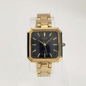 I Like Mikes Mid Century Modern Watches Citizen Petite Quartz Watch, Black Dial, Cross Link Strap