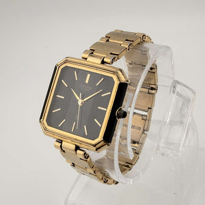 I Like Mikes Mid Century Modern Watches Citizen Petite Quartz Watch, Black Dial, Cross Link Strap