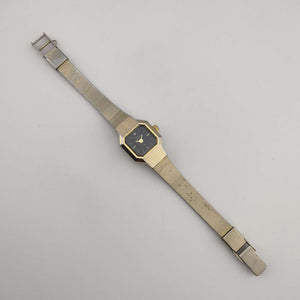 I Like Mikes Mid Century Modern Watches Citizen Petite Quartz Watch, Gold Tone, Black Octagonal Dial, Jewel detail, Bracelet Strap