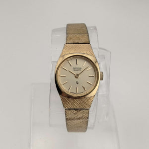 I Like Mikes Mid Century Modern Watches Citizen Petite Quartz Watch, Gold Tone, Circular Dial, Bracelet Strap