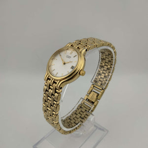 I Like Mikes Mid Century Modern Watches Citizen Petite Quartz Watch, Gold Tone Circular Dial w/Date Window, Bracelet Strap