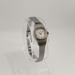 I Like Mikes Mid Century Modern Watches Citizen Petite Silver Tone Watch, Rounded Square Dial, Bezel Detail, Bracelet Strap