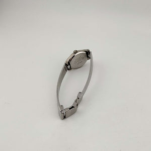 I Like Mikes Mid Century Modern Watches Citizen Petite Silver Tone Watch, Rounded Square Dial, Bezel Detail, Bracelet Strap