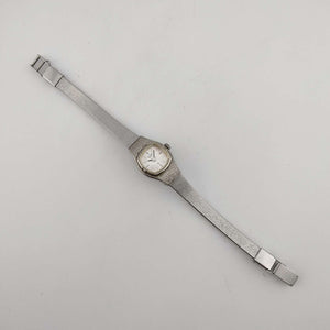 I Like Mikes Mid Century Modern Watches Citizen Petite Silver Tone Watch, Rounded Square Dial, Bezel Detail, Bracelet Strap