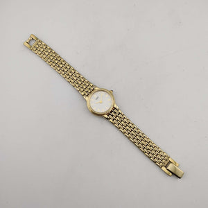 I Like Mikes Mid Century Modern Watches Citizen Petite Women's Gold Tone Quartz Watch, Circular White Dial, Bracelet Strap