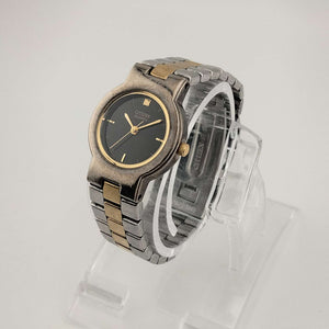 I Like Mikes Mid Century Modern Watches Citizen Petite Women's Silver Tone Watch, Circular Black Dial, Bracelet Strap