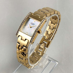 I Like Mikes Mid Century Modern Watches Citizen Quartz Watch, Mother of Pearl Dial, Link Strap