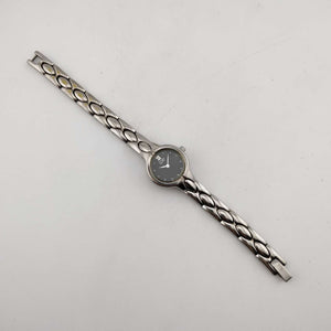 I Like Mikes Mid Century Modern Watches Citizen Silver Tone Women's Quartz Watch, Circular Black Dial, Bracelet Strap