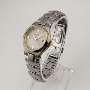 I Like Mikes Mid Century Modern Watches Citizen Unisex "Eco Drive" Automatic Watch, Gold and Silver Tone Details, Bracelet Strap