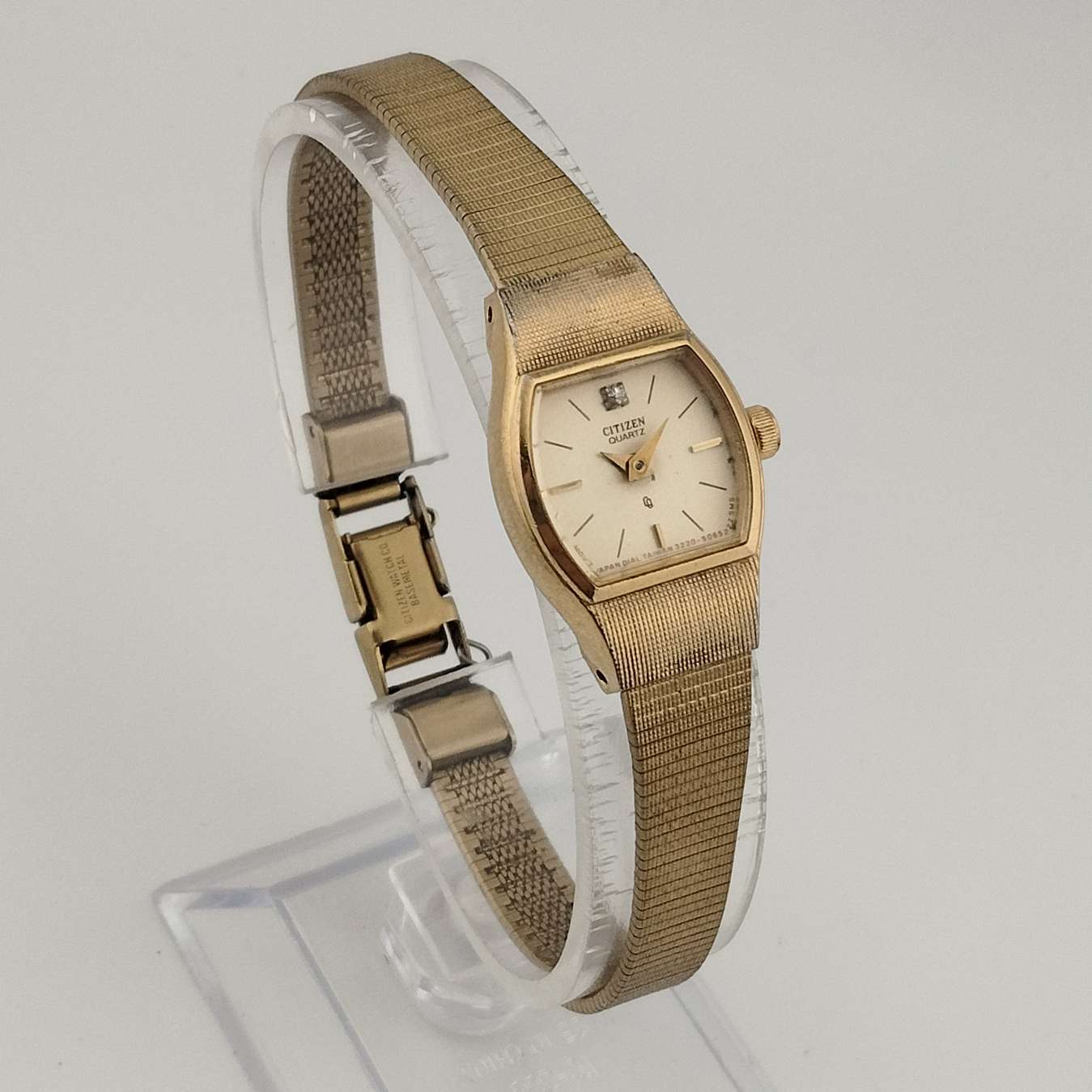 I Like Mikes Mid Century Modern Watches Citizen Unisex Quartz Watch, Gold Tone, Circular Dial, Jewel Detail, Bracelet Strap