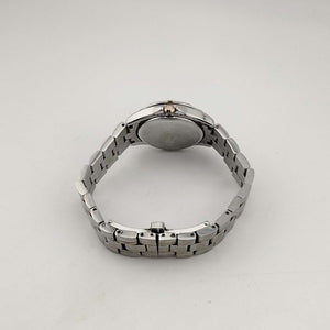 I Like Mikes Mid Century Modern Watches Citizen Unisex Silver Tone Eco-Drive Watch, Gold Tone and Jewel Details, Date Window, Bracelet Strap