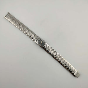 I Like Mikes Mid Century Modern Watches Citizen Unisex Silver Tone Watch, Black Rectangular Dial, Link Strap