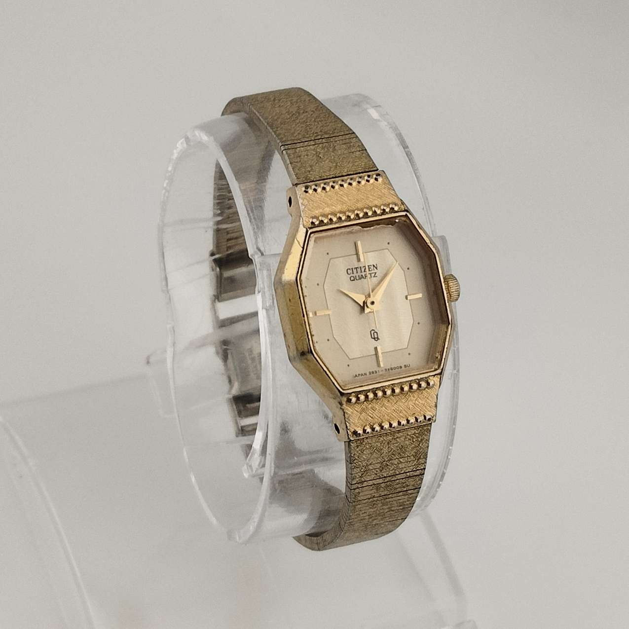 I Like Mikes Mid Century Modern Watches Citizen Unisex Watch, Gold Tone, Octagonal Dial, Bracelet Strap