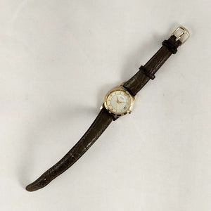 I Like Mikes Mid Century Modern Watches Citizen Watch, Gold Tone Details, Olive Leather Strap