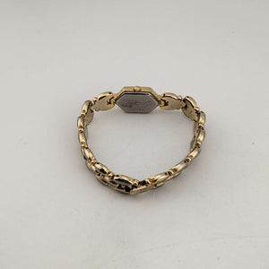 I Like Mikes Mid Century Modern Watches Citizen Women's Gold Tone Quartz Watch, Mother of Pearl Hexagonal Dial, Inlay Bracelet Strap