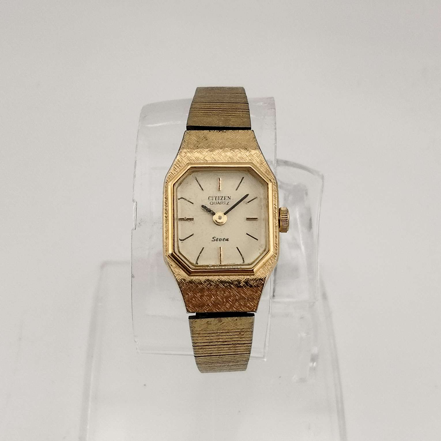 I Like Mikes Mid Century Modern Watches Citizen Women's Gold Tone Quartz Watch, Yellow Octagonal Dial, Bracelet Strap